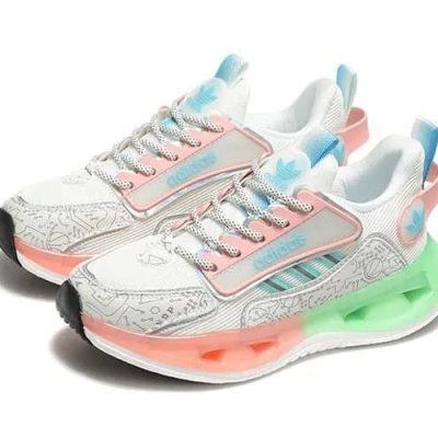 Alternative view of Adidas Lightweight Circuit Running Sneakers – White / Green / Coral