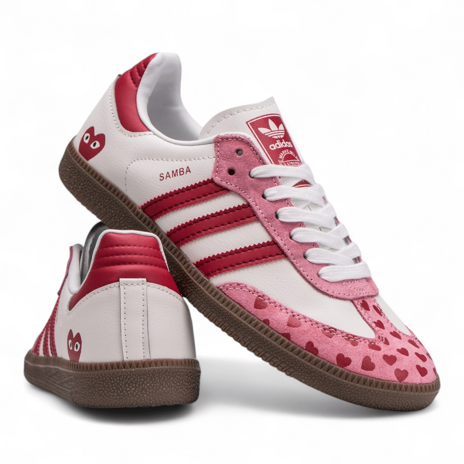 Adidas Samba x Comme des Garçons Play White / Pink Sneakers - Image 4