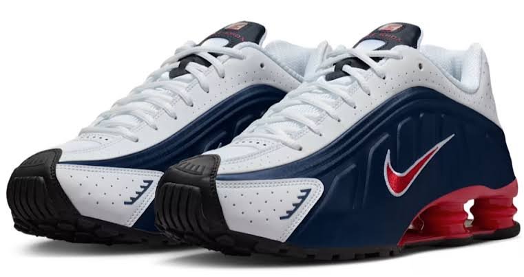 Nike Shox R4 White / Navy / Red Sneakers - Image 3