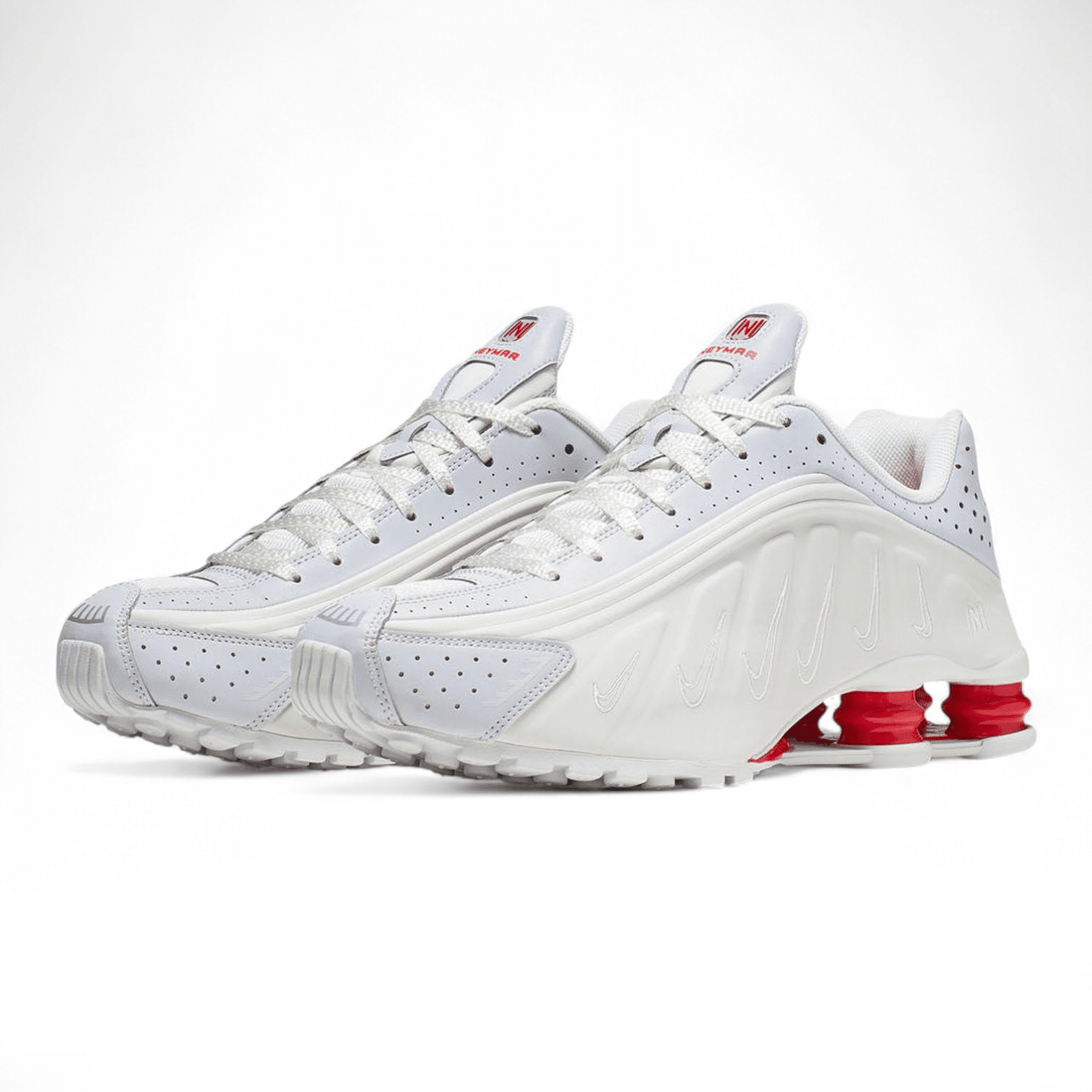 Nike Shox R4 White / University Red Sneakers - Image 2