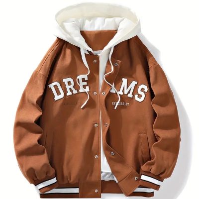 Men’s Casual Hooded Varsity Jacket