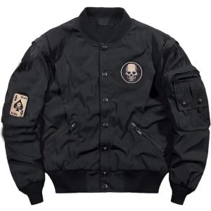 Bomber Jackets for Men Skulls Punk Embroidery Baseball Jacket